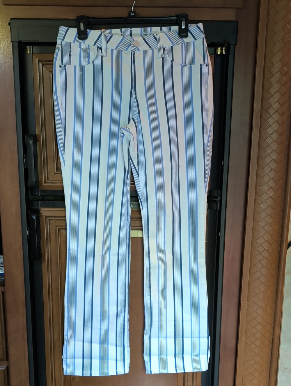 Laurie Felt Women's Slim Boot Cut Blue and White Striped Jeans Silky Baby Bell